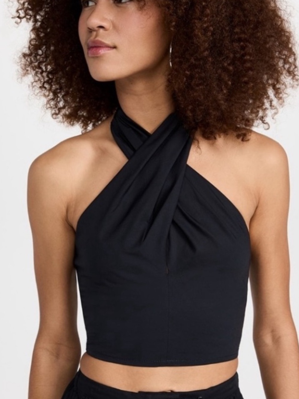 STAUD Black Kai Halter Top Crop Tank